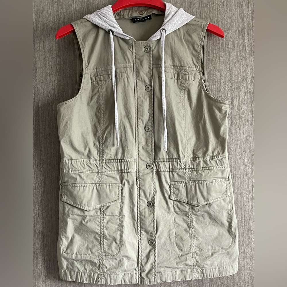 Tribal Hooded Vest - Cargo Pockets & Olive Grey - Size Medium